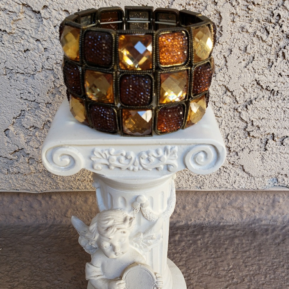 Amber & Brown Crystal Color Block Bracelet